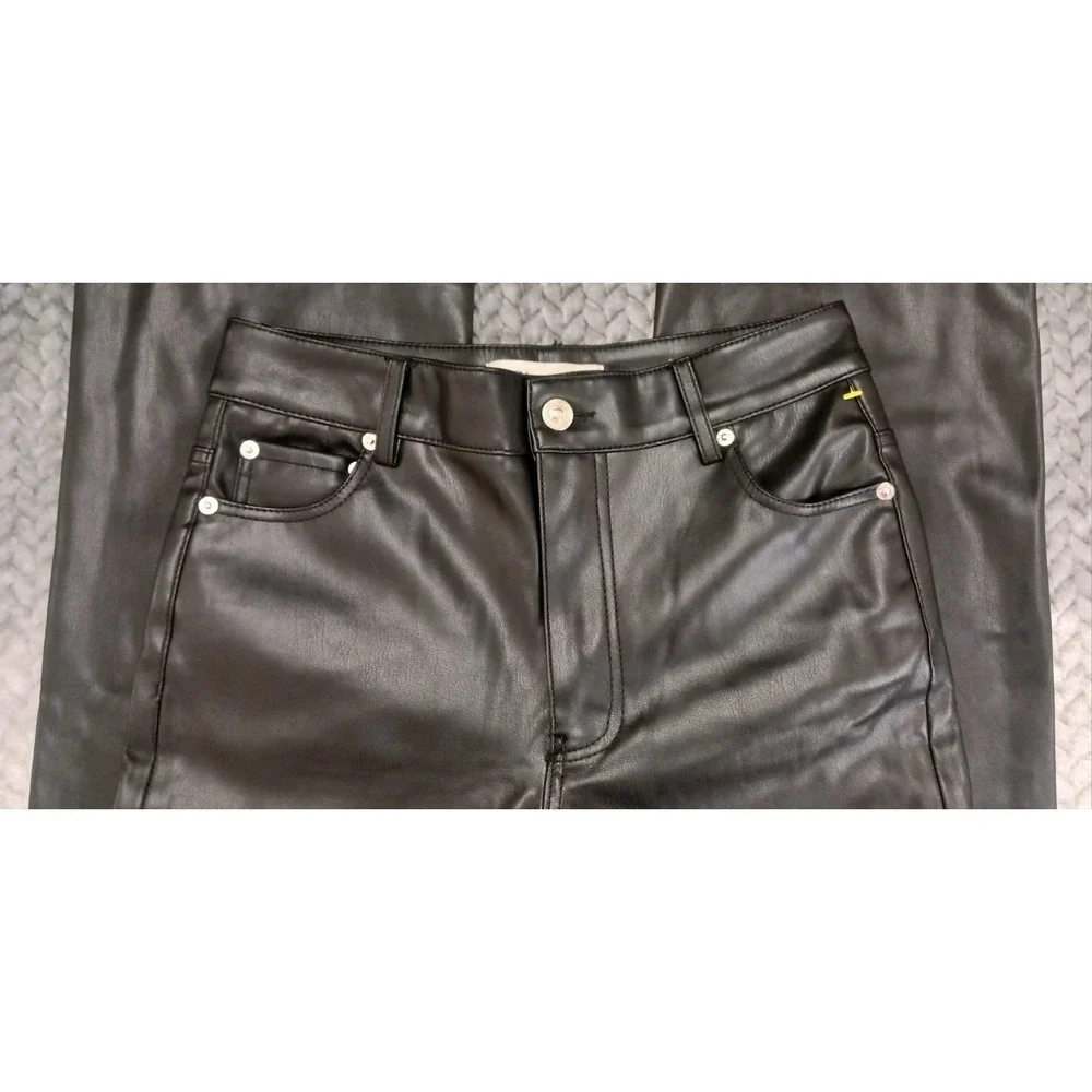 Zara Pants Womens Black Faux Leather Straight Leg EUR‎ 34 US 2 MEX 24 - Picture 2 of 14